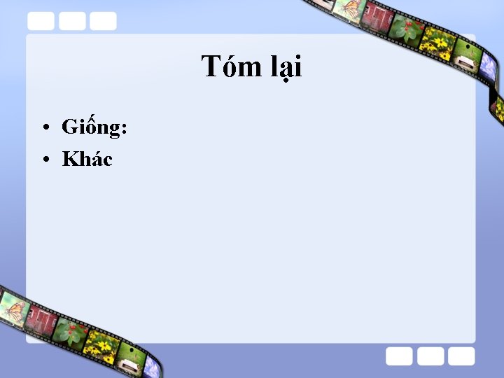 Tóm lại • Giống: • Khác Tóm lại • Giống: • Khác