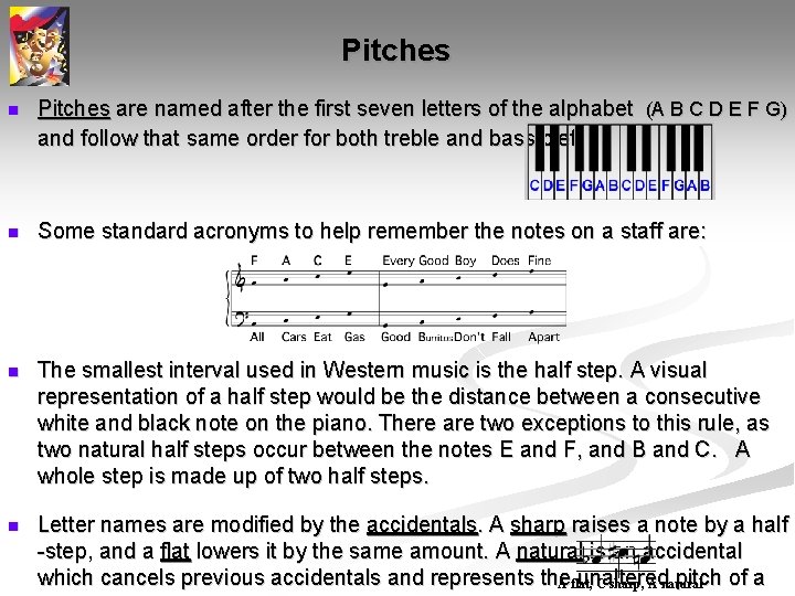 Pitches n Pitches are named after the first seven letters of the alphabet (A