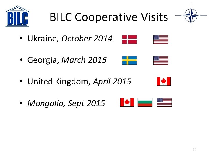 BILC Cooperative Visits • Ukraine, October 2014 • Georgia, March 2015 • United Kingdom,