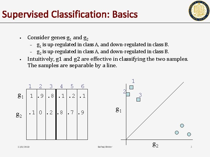 Supervised Classification: Basics • Consider genes g 1 and g 2 – – •