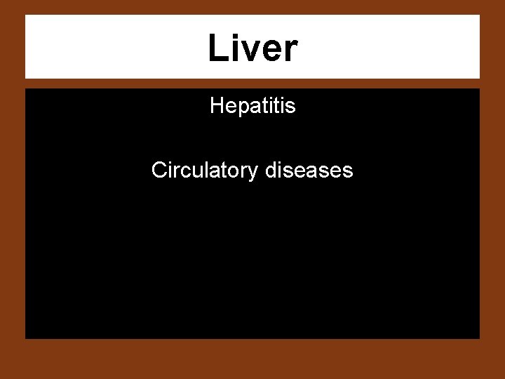 Liver Hepatitis Circulatory diseases 
