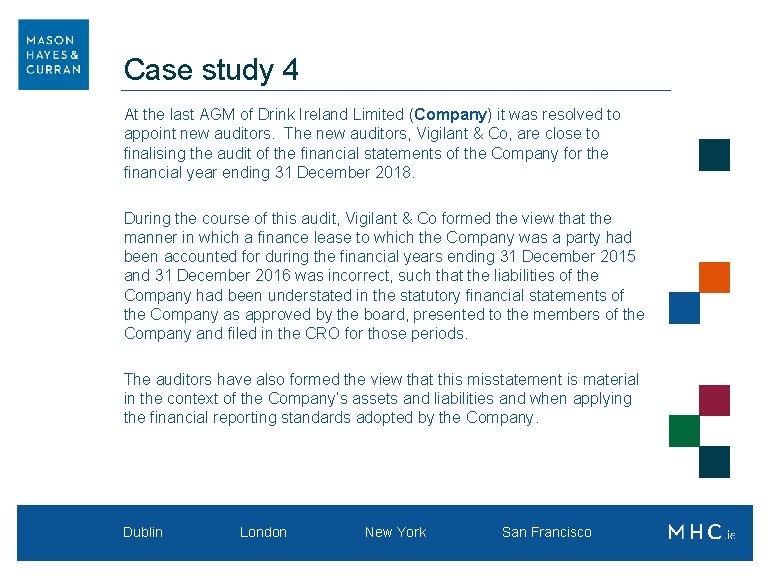 Case study 4 At the last AGM of Drink Ireland Limited (Company) it was