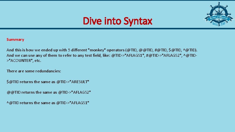 Dive into Syntax Summary And this is how we ended up with 5 different