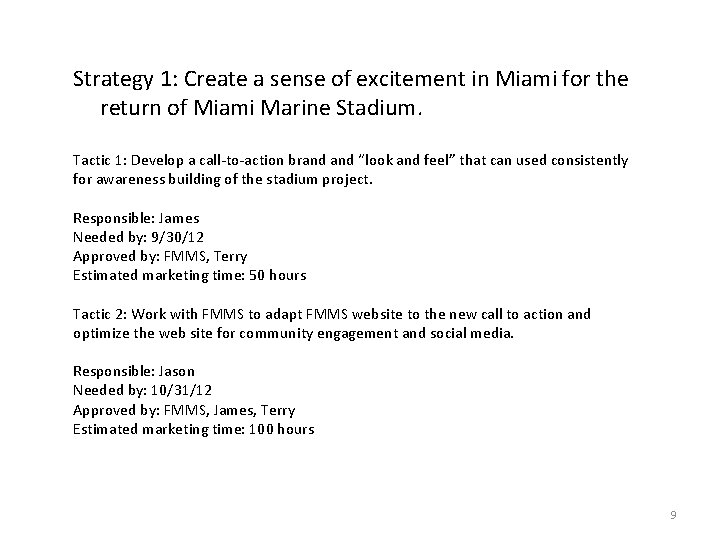 Strategy 1: Create a sense of excitement in Miami for the return of Miami