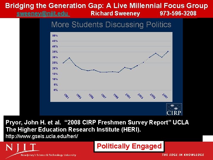 Bridging the Generation Gap: A Live Millennial Focus Group sweeney@njit. edu Richard Sweeney 973