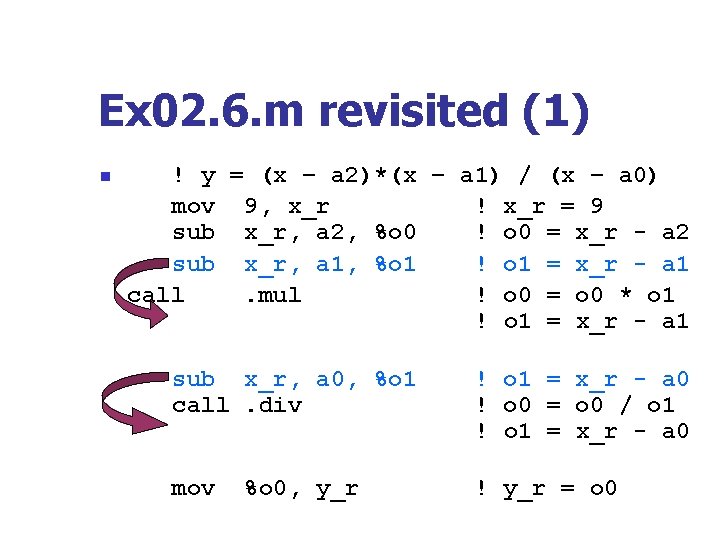 Ex 02. 6. m revisited (1) n ! y = (x – a 2)*(x