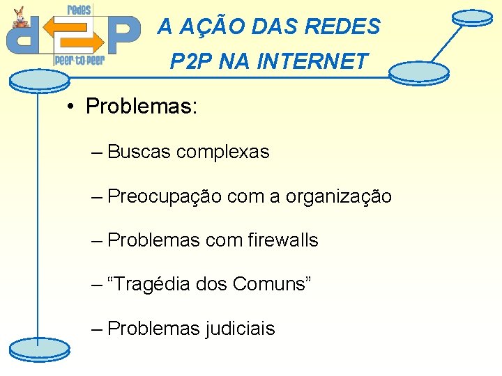 A AÇÃO DAS REDES P 2 P NA INTERNET • Problemas: – Buscas complexas