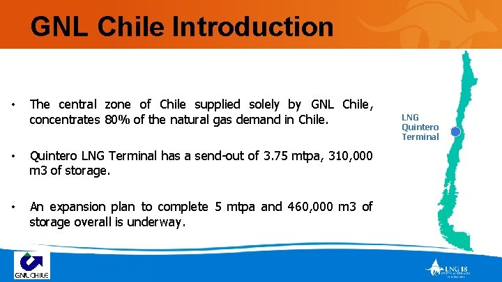 GNL Chile Introduction • The central zone of Chile supplied solely by GNL Chile,