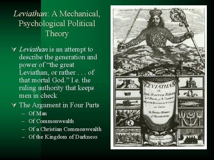 Leviathan: A Mechanical, Psychological Political Theory Ú Leviathan is an attempt to describe the