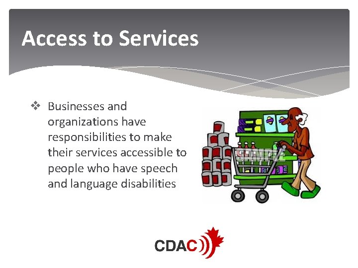 Access to Services v Businesses and organizations have responsibilities to make their services accessible