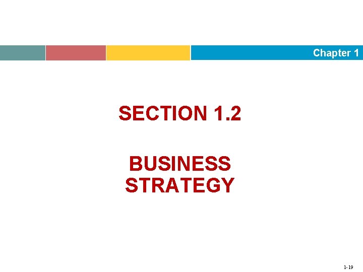Chapter 1 SECTION 1. 2 BUSINESS STRATEGY © 2011 The Mc. Graw-Hill Companies, All