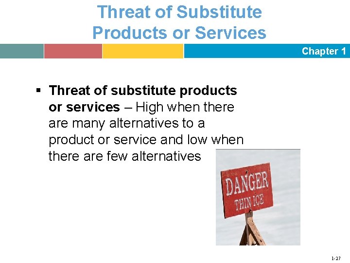 Threat of Substitute Products or Services Chapter 1 § Threat of substitute products or