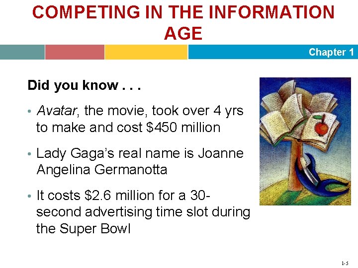 COMPETING IN THE INFORMATION AGE Chapter 1 Did you know. . . • Avatar, COMPETING IN THE INFORMATION AGE Chapter 1 Did you know. . . • Avatar,