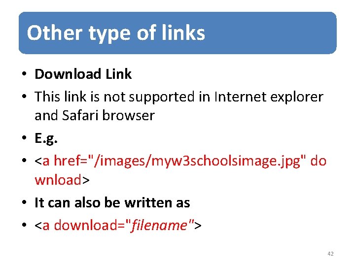 Other type of links • Download Link • This link is not supported in
