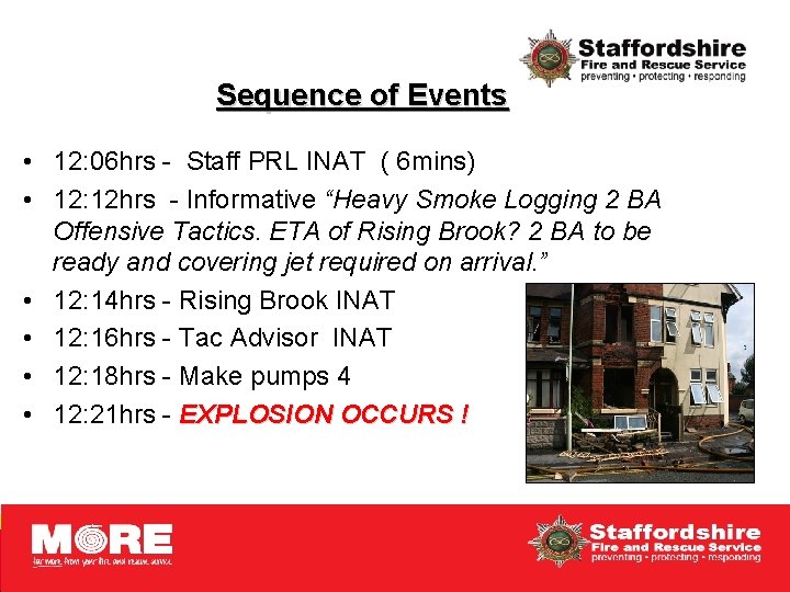 Sequence of Events • 12: 06 hrs - Staff PRL INAT ( 6 mins)