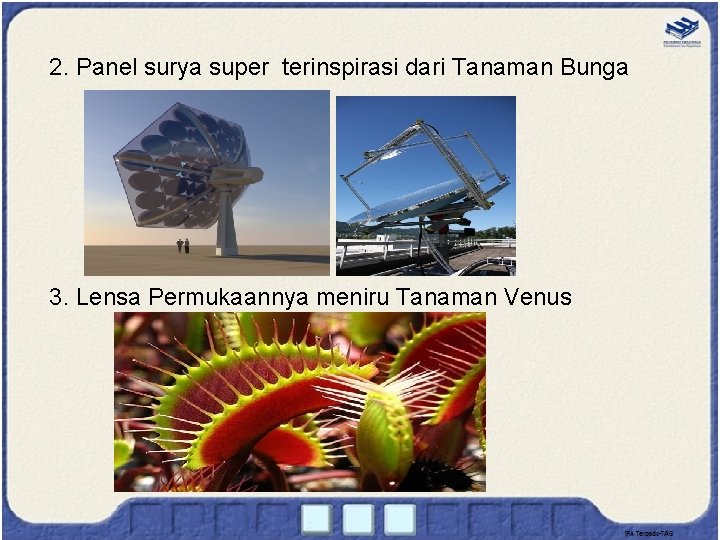 2. Panel surya super terinspirasi dari Tanaman Bunga 3. Lensa Permukaannya meniru Tanaman Venus