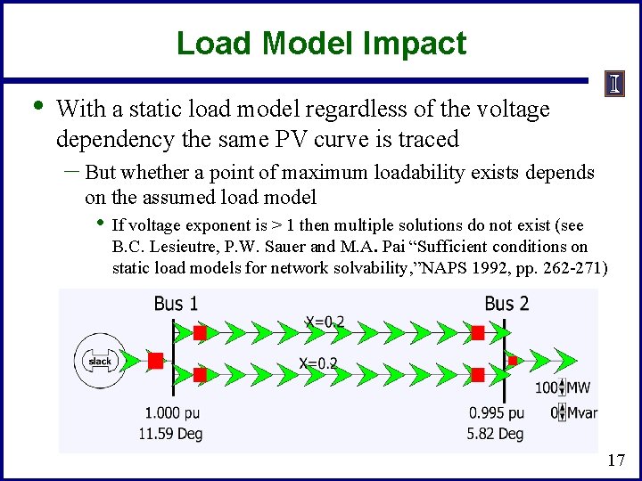 Load Model Impact • With a static load model regardless of the voltage dependency