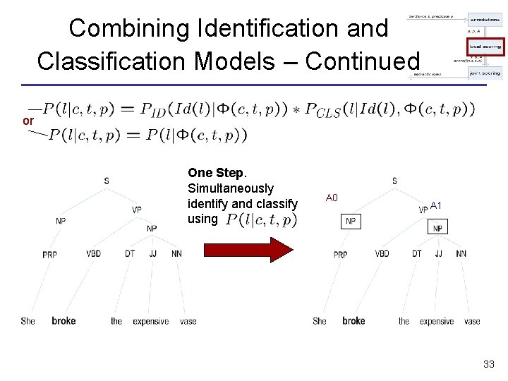 Combining Identification and Classification Models – Continued or One Step. Simultaneously identify and classify