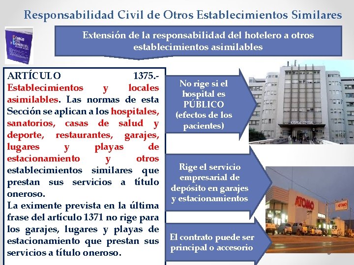 Responsabilidad Civil de Otros Establecimientos Similares Extensión de la responsabilidad del hotelero a otros