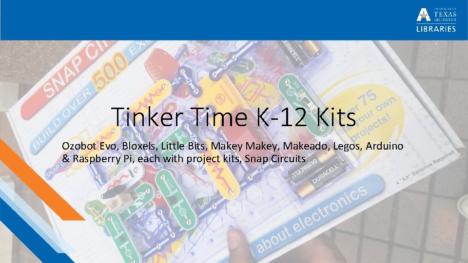 Tinker Time K-12 Kits Ozobot Evo, Bloxels, Little Bits, Makey, Makeado, Legos, Arduino &