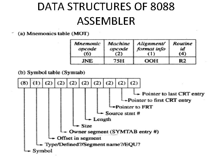 DATA STRUCTURES OF 8088 ASSEMBLER 