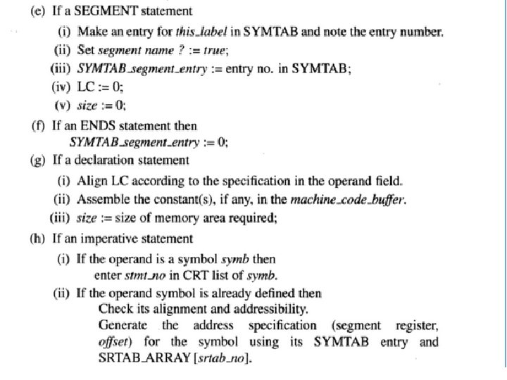 ALGORITHM FOR SINGLE PASS ASSEMBLER 8088 