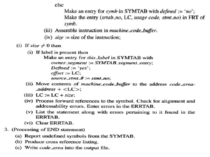 ALGORITHM FOR SINGLE PASS ASSEMBLER 8088 