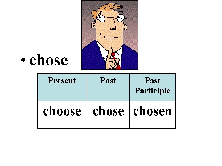  • chose Present Past Participle choose chosen 