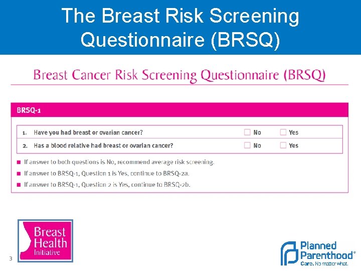 The Breast Risk Screening Questionnaire (BRSQ) 3 