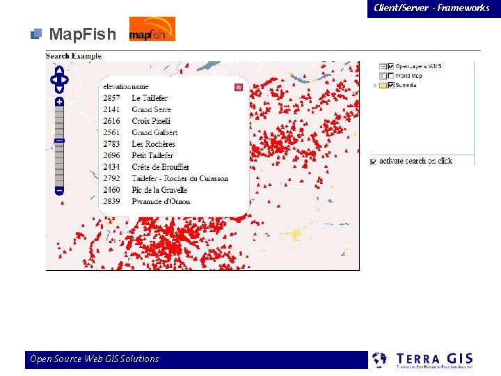 Client/Server - Frameworks Map. Fish Open Source Web GIS Solutions 