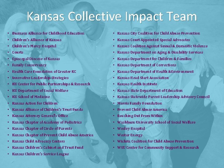 Kansas Collective Impact Team • Business Alliance for Childhood Education • Kansas City Coalition