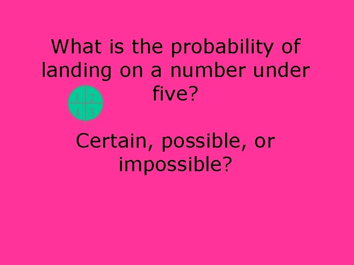 What is the probability of landing on a number under five? 1 2 4