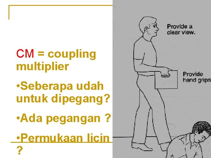 CM = coupling multiplier • Seberapa udah untuk dipegang? • Ada pegangan ? •