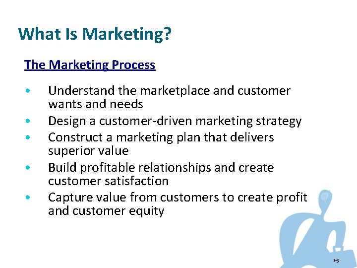 What Is Marketing? The Marketing Process • • • Understand the marketplace and customer
