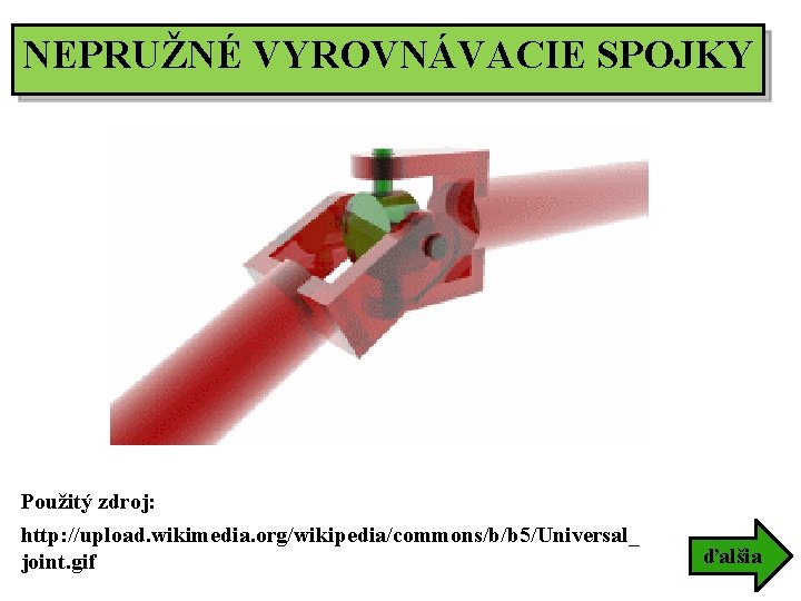 NEPRUŽNÉ VYROVNÁVACIE SPOJKY Použitý zdroj: http: //upload. wikimedia. org/wikipedia/commons/b/b 5/Universal_ joint. gif ďalšia 