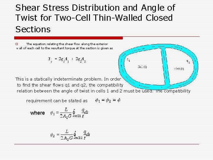 Shear Stress Distribution and Angle of Twist for Two-Cell Thin-Walled Closed Sections o The