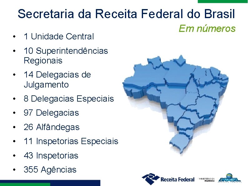 Secretaria da Receita Federal do Brasil • 1 Unidade Central • 10 Superintendências Regionais