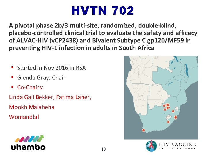 HVTN 702 A pivotal phase 2 b/3 multi-site, randomized, double-blind, placebo-controlled clinical trial to