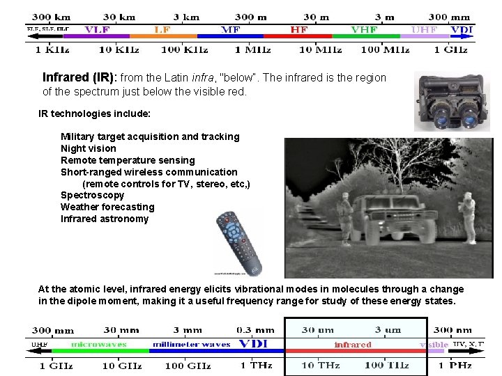 Infrared (IR): from the Latin infra, "below“. The infrared is the region of the