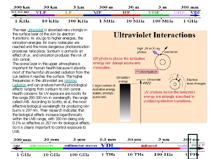 The near ultraviolet is absorbed very strongly in the surface layer of the skin