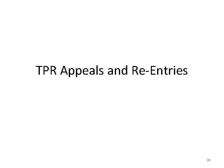 TPR Appeals and Re-Entries 20 