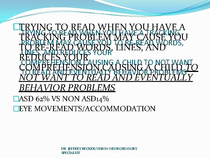 �TRYING TO READ WHEN YOU HAVE A TRACKING PROBLEM MAY CAUSE YOU TO RE-READ