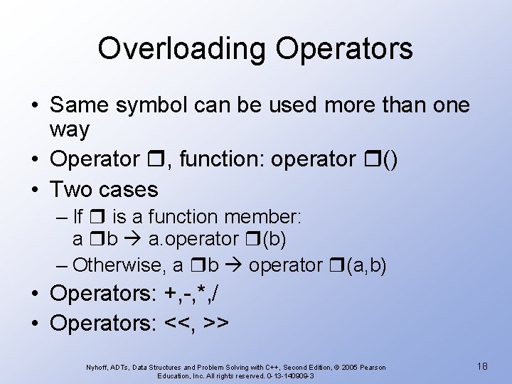 Overloading Operators • Same symbol can be used more than one way • Operator