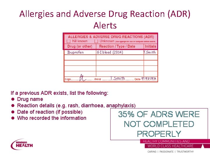 Allergies and Adverse Drug Reaction (ADR) Alerts Ibuprofen GI bleed (2014) T. Smith 07/01/2016