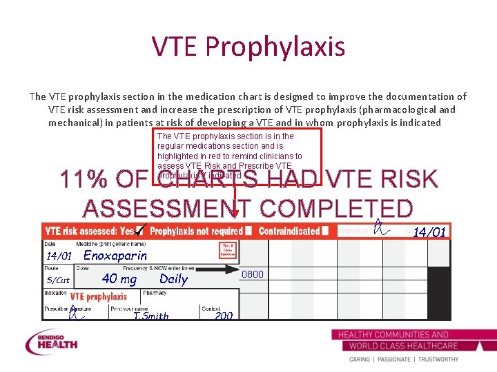 VTE Prophylaxis The VTE prophylaxis section in the medication chart is designed to improve