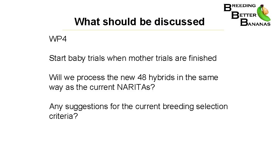 What should be discussed WP 4 Start baby trials when mother trials are finished