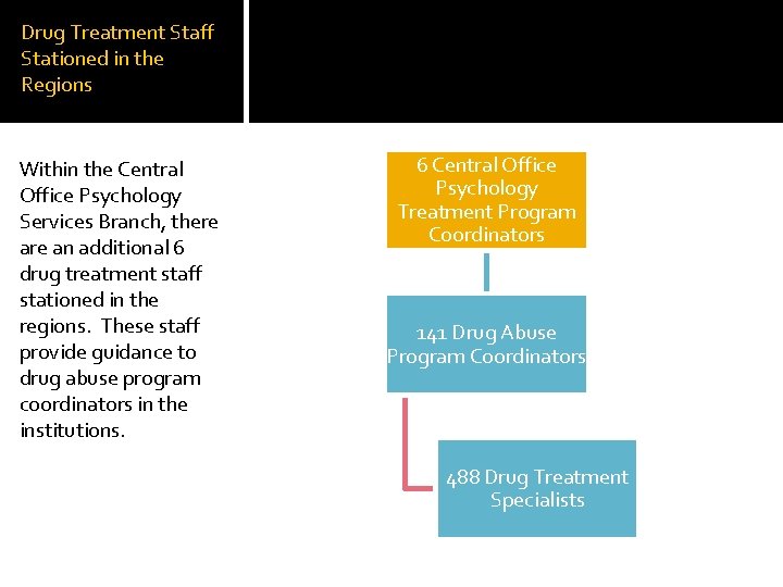 Drug Treatment Staff Stationed in the Regions Within the Central Office Psychology Services Branch,