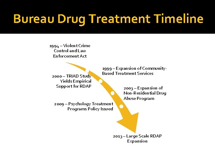 Bureau Drug Treatment Timeline 1994 – Violent Crime Control and Law Enforcement Act 2000