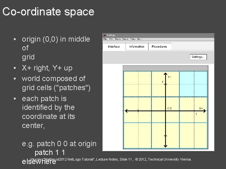 Co-ordinate space • origin (0, 0) in middle of grid • X+ right, Y+