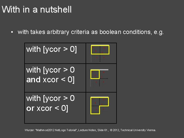 With in a nutshell • with takes arbitrary criteria as boolean conditions, e. g.
